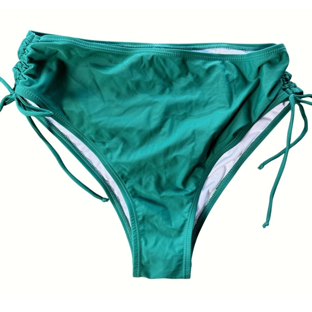 Cupshe Bikini Bottoms Womens L Green‎ New High Waisted Cinched Side Drawstring